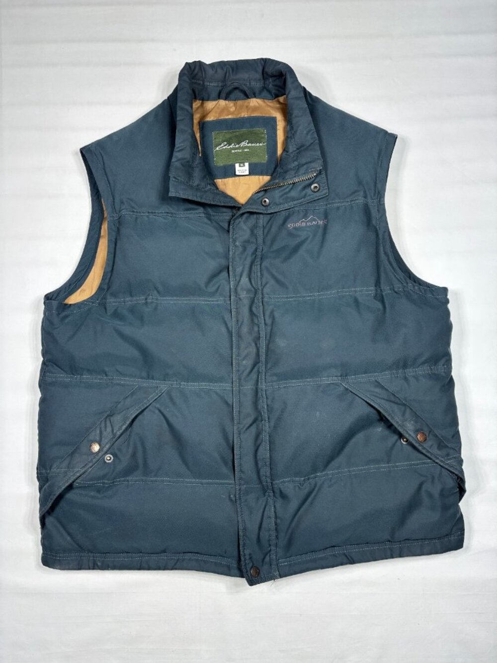 Eddie Bauer Mens XL Blue Goose Down Puffer Vest EB650 Insulated Gorpcore
